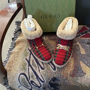 Gucci Wool Tweed Slippers/Boots